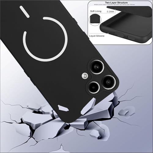Image of SBMS Silicone Back Cover Case for Nothing Phone 3A Lite | Soft Micro-Fibre Lining Inside | Magsafe Print On Back Side Camera Protection Bump | Shockproof Case Nothing 3A Lite (Black)