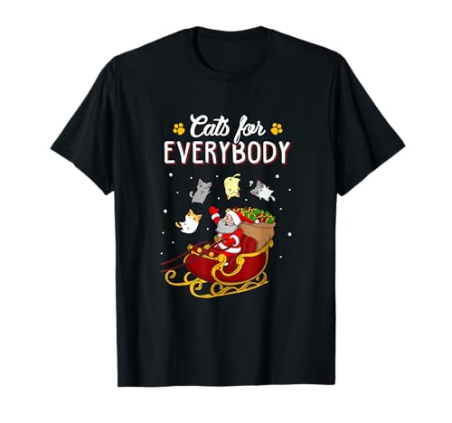 Cats For Everybody - Sudadera de manga larga con diseño de gato navideño Camiseta