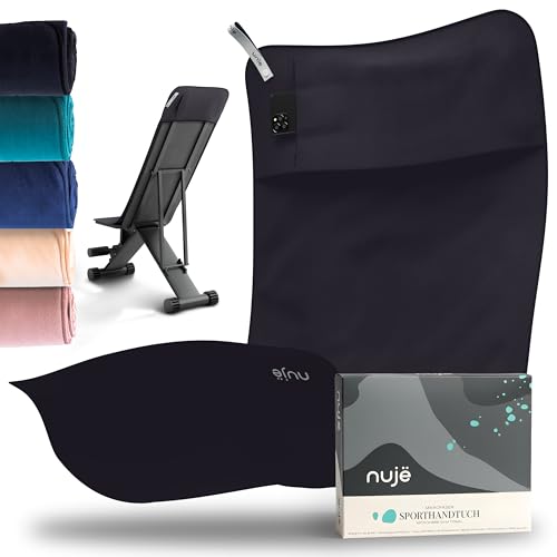 nujë Fitness Handtuch MIT Geschenkverpackung I mit Tasche Microfaser I Sporthandtuch Fitnessstudio I Extra groß & mit Umschlag für alle Geräte I Gym-Handtuch I Gym Towel