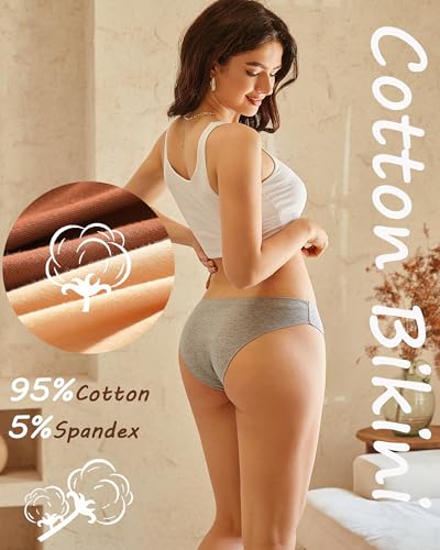 6 Pack Cotton Underwear for Women Low Rise Bikini High Cut Breathbale Sexy Hipster Cheeky Womens Panties S-XL4