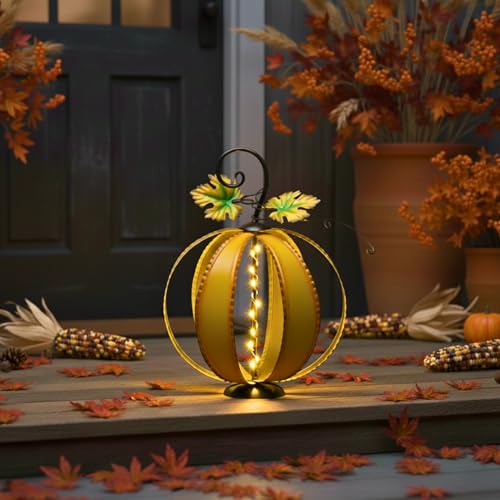 Décoration citrouille orange lumineuse 17,8 cm