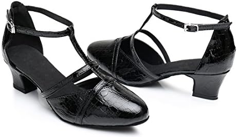 TDA Women's Classic T-Strap Mid Heel Black Synthetic Tango Ballroom Salsa Latin Dance Wedding Shoes 9 M US | Image 4