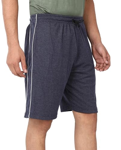 Image of Particle Men's Plus Size Bermuda Lounge Shorts | 230 GSM Ribbed Cotton | Half Pants with Twin Piping | Home, Walk, Travel & Casual Wear | XL to 5XL | Waist 34-52 Inch | 5 Colours