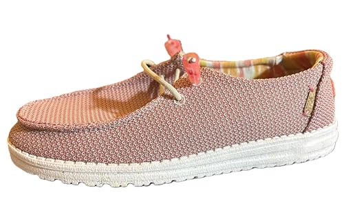 Image of HEYDUDE Women's Wendy Knit II Slip On Shoe, Desert Rose Size 8 | Lightweight Casual Loafer with Elastic Laces & Removable EVA Insole