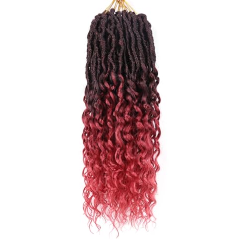Goddess Locs Crochet Hair for Black Women 18 Inch 8 Packs Deep Wave Faux Locs Croceht Braids Soft Locs Crochet Braid Pre Looped with Curly Ends Hair Extensions(18 Inch/Pack of 8, T/BUG)