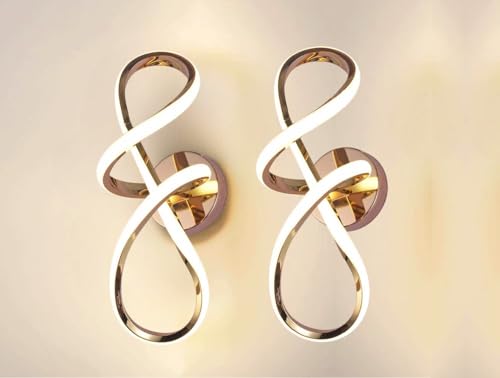 Image of Groeien Pack of 2 | 15w Modern 3 Color LED Wall Sconce Infinity Curve Wall Light for Bedroom Living Room Corridor Lighting Fixtures Wall Mount(Warm+Natural+Coolwhite)(Infinity Curve, 2)