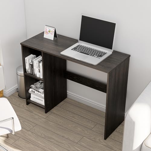 Image of Bniture Wooden Study Table for Home | Engineered Wood Study Table with 2 Storage Shelf | Multi Purpose Computer Desk for Writing & Study | Laptop Table for Study Room & Office | Flower Wenge