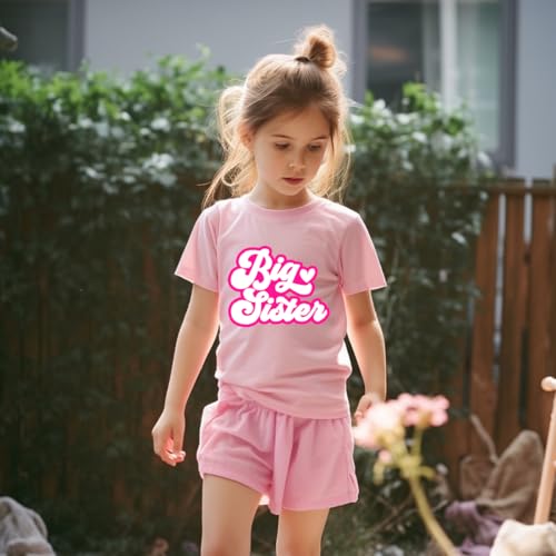 Image of Big Sister Announcement T Shirt Toddler Girls Promoted to Big Sister Tees Outfits 1-7 Years