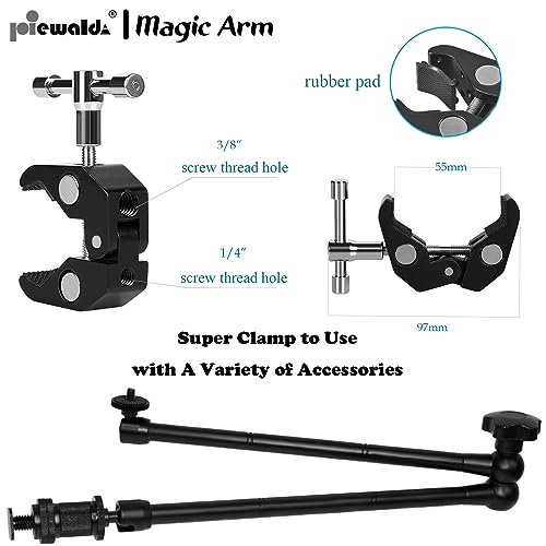 Image of 20 inch Magic Arm Clamp Kit with 1 /4 inch & 3 /8 inch Thread Clamp,Adjustable Friction arm- Articulating arm,with /Phone Clip /Tripod Mount Adapter,for Action Camera /DSLR /LCD Monitor /LED Lights /Cell Phone