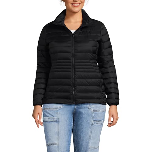 Lands' End Women's Wanderweight Packable Down Jacket Large Black
