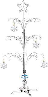 HOHIYA 47 Inch Ornament Display Tree Stand Rotating Hanger Hook for Swarovski Christmas 2022 Annual Hanging Crystal Suncatcher Decorations Gift Eco Chrome Silver