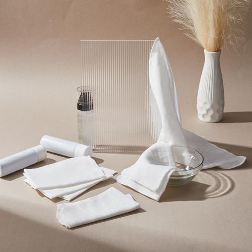 Velmitten 12 Pcs Individually Wrapped Facial Cleansing Muslin Cloths Travel Size Face Cotton Cloths Reusable Makeup Remover Wipes Exfoliating Muslin Washcloths for Skin Care(White)