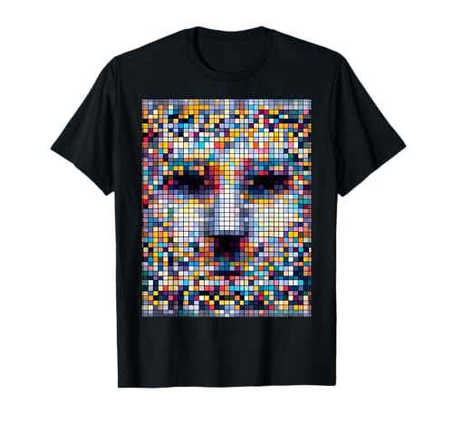 Glitchgear Anti-Surveillance Adversarial Fashion Anti-Facial Recognition Pixelated T-Shirt, Small, Black