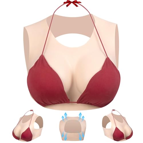 Silicone Fake Boobs Breast Forms Silicone Breastplate False Breasts For Crossdresser Drag Cosplay (Hollow back)