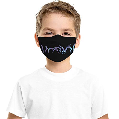 Back Handspring Progression Silhouette Gymnastics Kids Face Mask Set Of 2 With 4 Filters Washable Reusable Adjustable Black Cloth Bandanas Scarf Neck Gaiters For Adult Men Women Fashion Designs #TOP3
