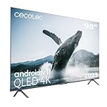 Cecotec QLED-Fernseher 98" Smart TV V3+ Serie VQU30098+S, 4K UHD, Android TV 11, Rahmenlos, Google Assistant und Chromecast, Dolby Vision & Atmos, HDR10, HBBTV, 2023.