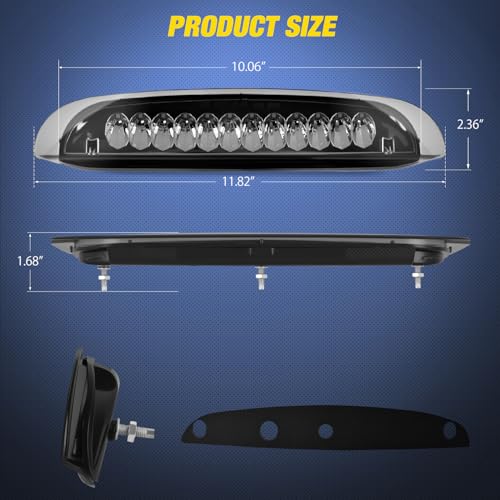 Image of Nilight Third Brake Light Tail High Mount 3rd Stop Lights Smoked Lens Compatible with Ford Explorer 1998 1999 2000 2001 Van SUV Rear Center Cab Lamp