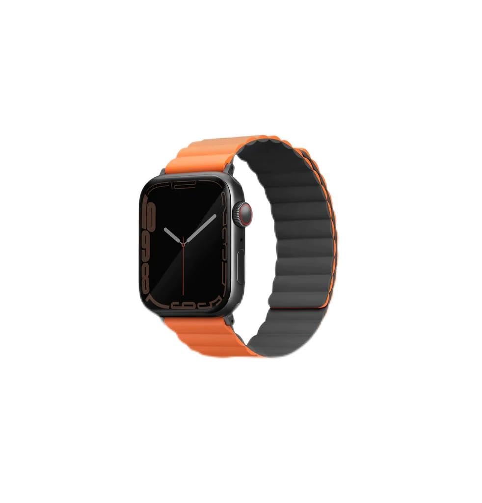 UNIQUNIQ REVIX PREMIUM EDITION REVERSIBLE MAGNETIC APPLE WATCH STRAP 49/45/44/42MM - SAFFRON (SAFFRON ORANGE/KHAKI)