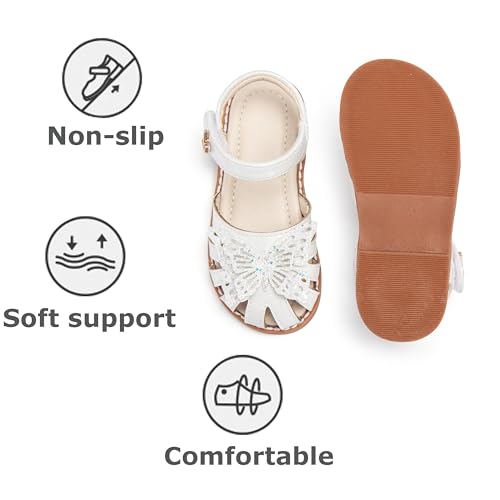 Image of THEE BRON Toddler Girls Closed-Toe Sandals Sweet Retro Cutout Summer Dress Shoes