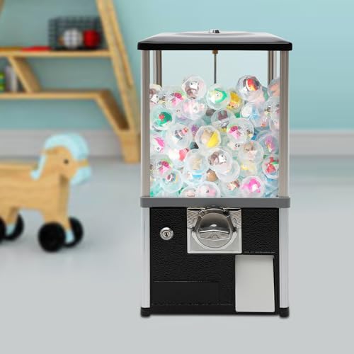 MhdunueSK Gumball Machine,Vending Machines for Business,1.77-1.97Inch Ball Diameter,800 Coin Bank Capacity,4 25 Cent Coins,Vending Machine for Selling Capsule Toys Candies (Black)