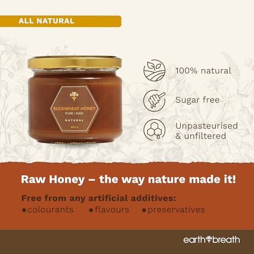 Earthbreath Buckwheat Raw Honey 400g–100% Raw & Natural – Sustainably Harvested – Rich in Natural Goodness – No Artificial Additives