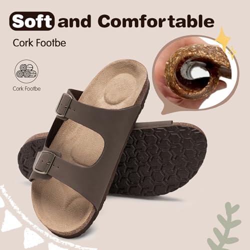 Image of FITORY Boys Girls Glitter Slide Sandals, Cork Slipper with Adjustable Straps for Little Kid /Big Kid