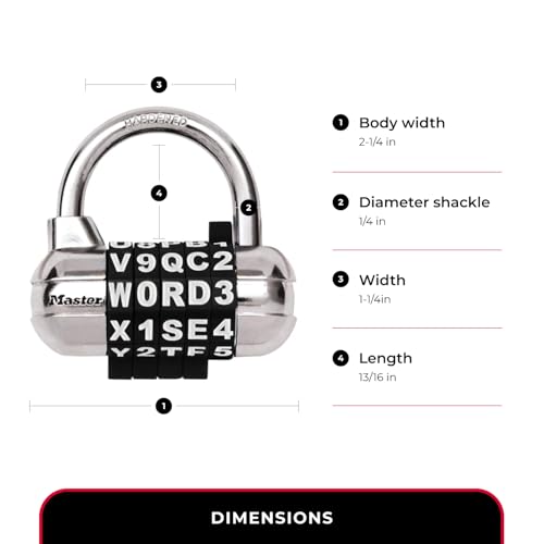 Image of Master Lock Set Your Own Combination Padlock, Gym Locker Locks with Code for Securing Indoor Valuables, Color May Vary, 1523D