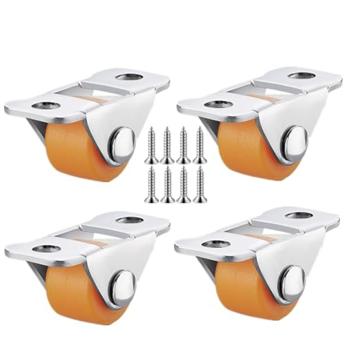 Roulettes pivotantes en caoutchouc orange 0.5 pouce lot de 4 silencieux