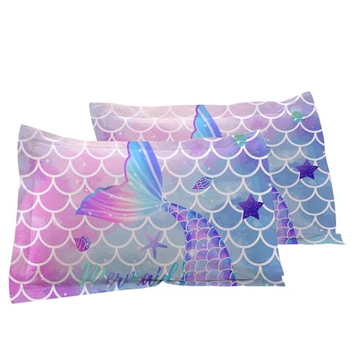 MUSOLEI Mermaid Bedding Set Girls Double Colorful 3D Mermaid Tail Blue Duvet Cover Sets Pink Lovely Quilt Cover Soft with Pillwocase (Mermaid - Image 3