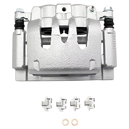 Image of TRQ Rear Performance Brake Pad, Caliper, & Rotor Kit Semi-Metallic Vented Premium G-Coated Compatible with 2006-2007 Ford F-250 Super Duty F-350 Super Duty