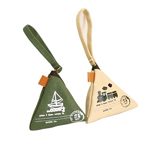 YOYUMI Schliisselbund Karabiner Iron Tower Retro Zongzi Geldbörse Damen Mini Canvas Art Coin Bag 2Pc Cover