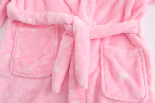 Image of Girls Soft Fleece Robes Plush Hooded Bathrobes Sleepwear for Kids 2-16 Years