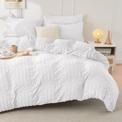 Jollyvogue 7- Pieces Queen Comforter Set, Comforter Set White Seersucker Bed In A Bag Queen thumb #5