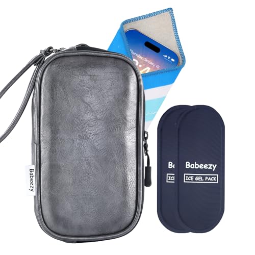 Babeezy Thermal Phone Cooling Pouch for Beach & Pool iPhone Cooling Bag with 2 Reusable Gel Packs Prevent Overheating Phone Cooler Bag for Summer Heat (Grey)