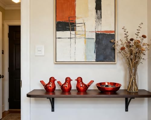 Red Bird Statue Pair, 2-Pack 3 inch Shiny Accent Small Knick Knacks for Home Office Shelf Desk Coffee Table Decoration - Image 4