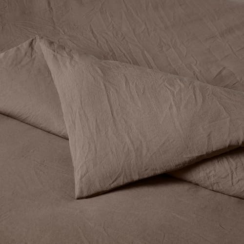 Image of Amazon Basics Brushed Microfiber Comforter Set, Extra Soft with Natural Texture, 3-Piece, Queen /Full, Brown, Oeko-TEX Certified, Machine Washable