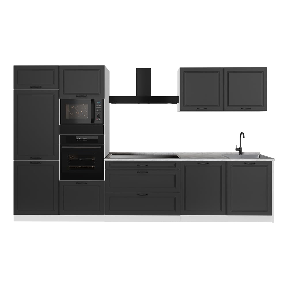 Vicco Zabudowa kuchenna "R-Line", Antracyt wiejski/Biały 340 cm