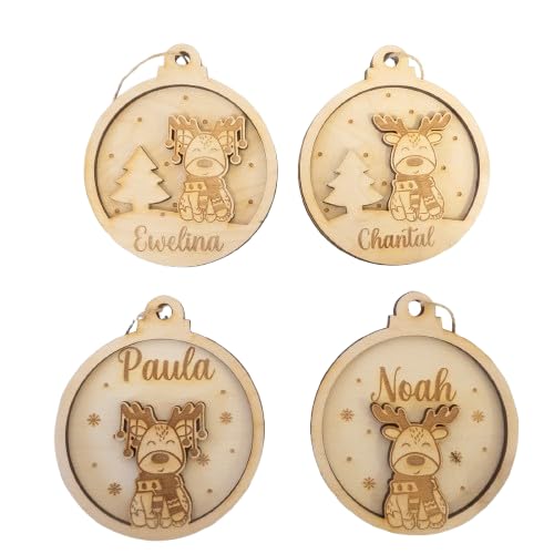 Personalisierte Weihnachtskugeln Rentier I Christbaumschmuck,...