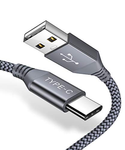 USB Type C Cable,JSAUX(2-Pack 6.6ft) USB-C to USB A Fast Charger Nylon Braided USB C Cord Compatible Samsung Galaxy S10 S9 S8 Plus Note 9 8,Google Pixel XL,Moto Z Z2,LG V20 G6 USB C Devices(Grey)
