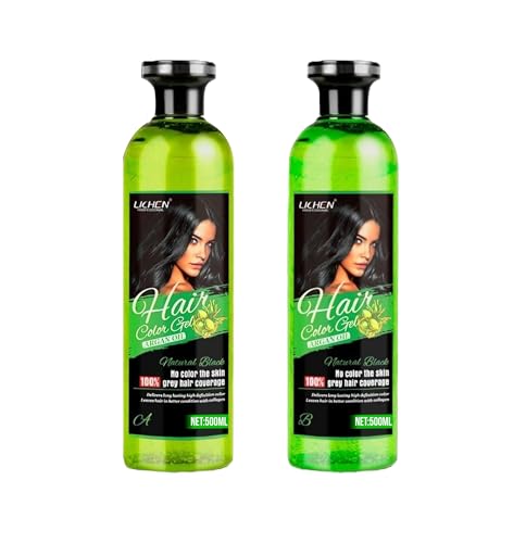 Lichen Organic Black Hair Color Gel for Women and Men with Argan Oil | Ammonia-Free, Damage-Free I 100% Natural Grey Hair Coverage I 500ml + 500ml