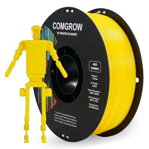 Image of Comgrow ABS Filament 1.75mm, ABS 3D Printer Filament 1.75mm Heat Resistant 1kg ABS 3D Printing Filament 1.75mm, Strong and Durable, Dimensional Accuracy + /- 0.02mm Yellow