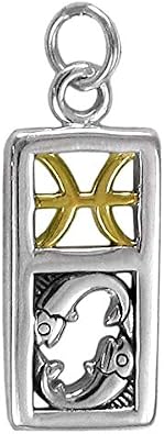 Moonlight Mysteries Sterling Silver Pisces the Fish Zodiac Charm with 14 Carat Gold Plating