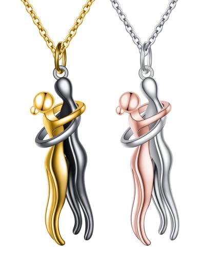 IPNSDON 2 Stück Anhänger Umarmung Halskette Paar Männer und Frauen Anhänger Umarmung Halskette, geeignet für Delicate Geschenke