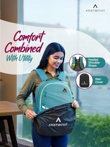 Image of Aristocrat Stan 15.6 inch Compatible Laptop Backpack 32L | 3 Compartments with Quick-Access Front Pocket | Tablet Sleeve, Rain Cover & Bottle Holders | Office & Casual Backpack for Men & Women