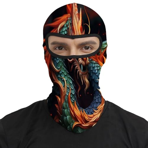 Pasamontañas para hombre y mujer con estampado de dragón chino, máscara térmica para la cara ideal para clima frío, motocicleta y esquí miniatura 2