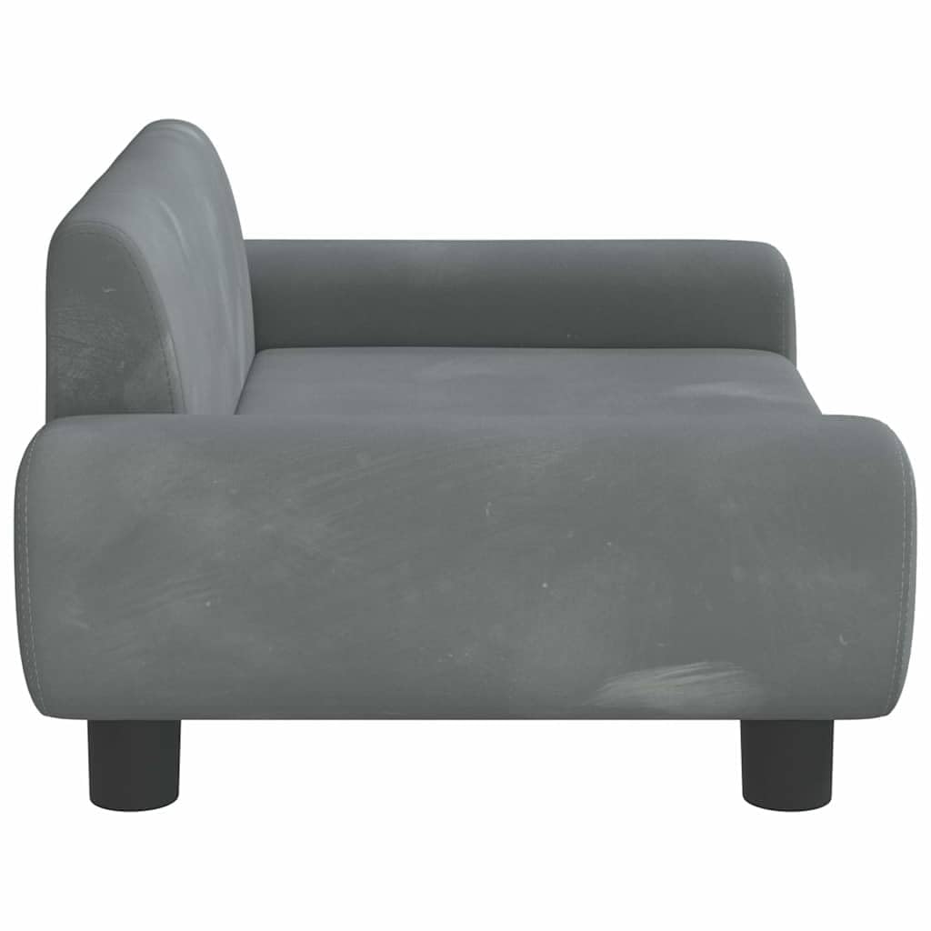 Sofa dziecięca, ciemnoszara, 70 x 45 x 33 cm, aksamitna, do pokoju dziecięcego, zestaw do siedzenia, komfortowe łóżko dziecięce, wózek do przewijania, do karmienia, łóżeczko pomocnicze