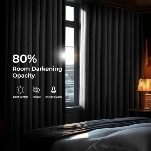 Image of HPD Half Price Drapes Grommet Linen Curtains 96 Inches Long Room Darkening Curtains for Bedroom & Living Room (1 Panel), 50W x 96L, Dark Gravel