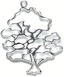 Amoracast Sterling Silver Charm Wise Oak Tree 20x25mm, 20 x 25mm