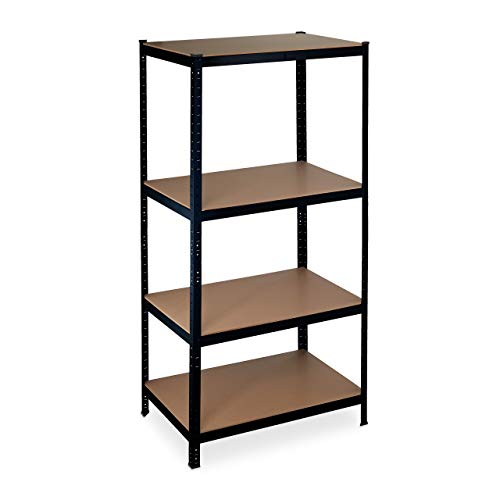Relaxdays Étagère Charge Lourde, Meuble de Rangement à Clip, capacité 1060 kg, Garage, HLP: 180x90x60 cm, Noir