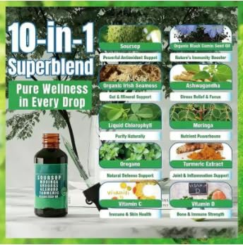 Gocce liquide di Soursop Bitters 10 in 1| Estratti di erbe per il miglioramento della salute generale | Vegano, non OGM